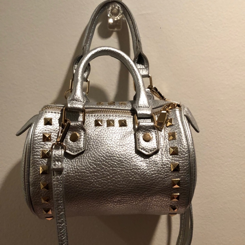 Bari Lynn Girls purse in Silver with Gold Studs